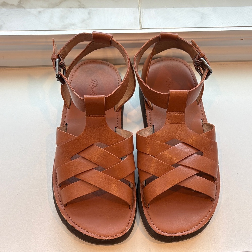 Madewell Tan Leather Strappy Sandals
